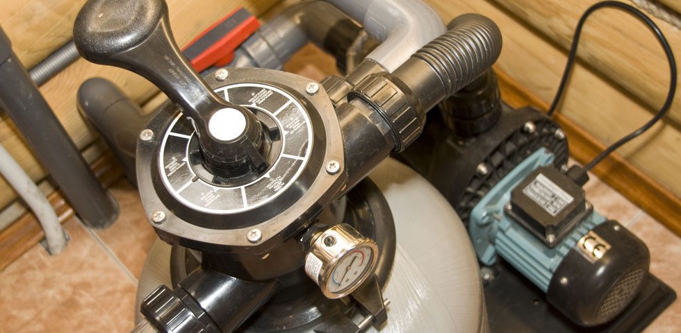 A close up of the water pump on a pool table